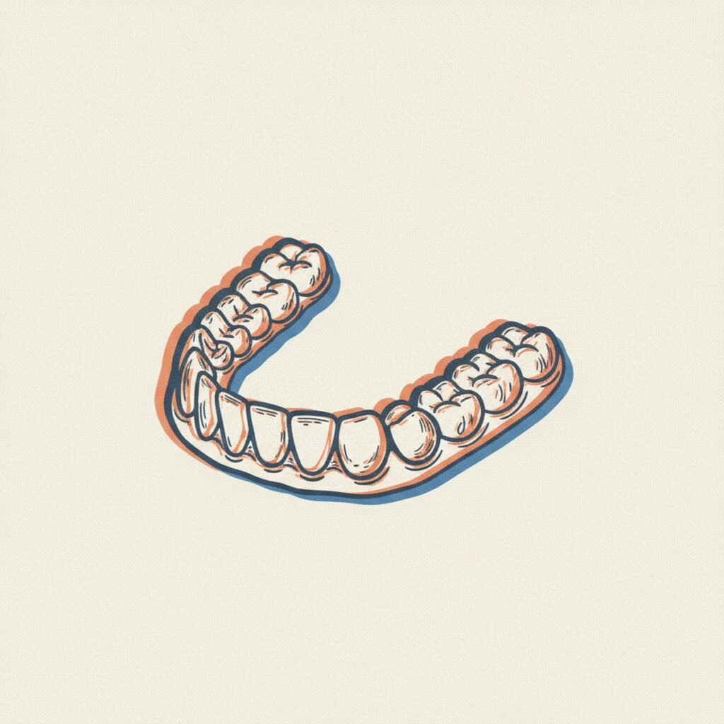 Risograph illustration of a clear Invisalign aligner tray for the Aligned with Ryan category Invisalign Insights