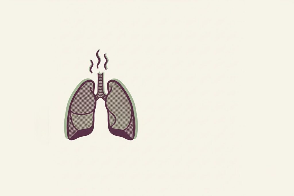 Lungs with rising breath lines, illustrating childhood mouth breathing and the airway